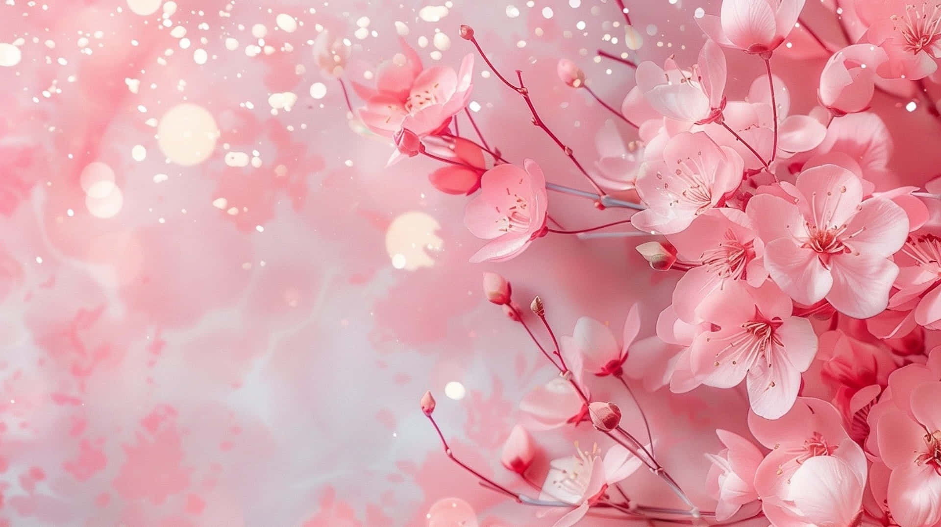 Pink Cherry Blossoms Bokeh Background Background