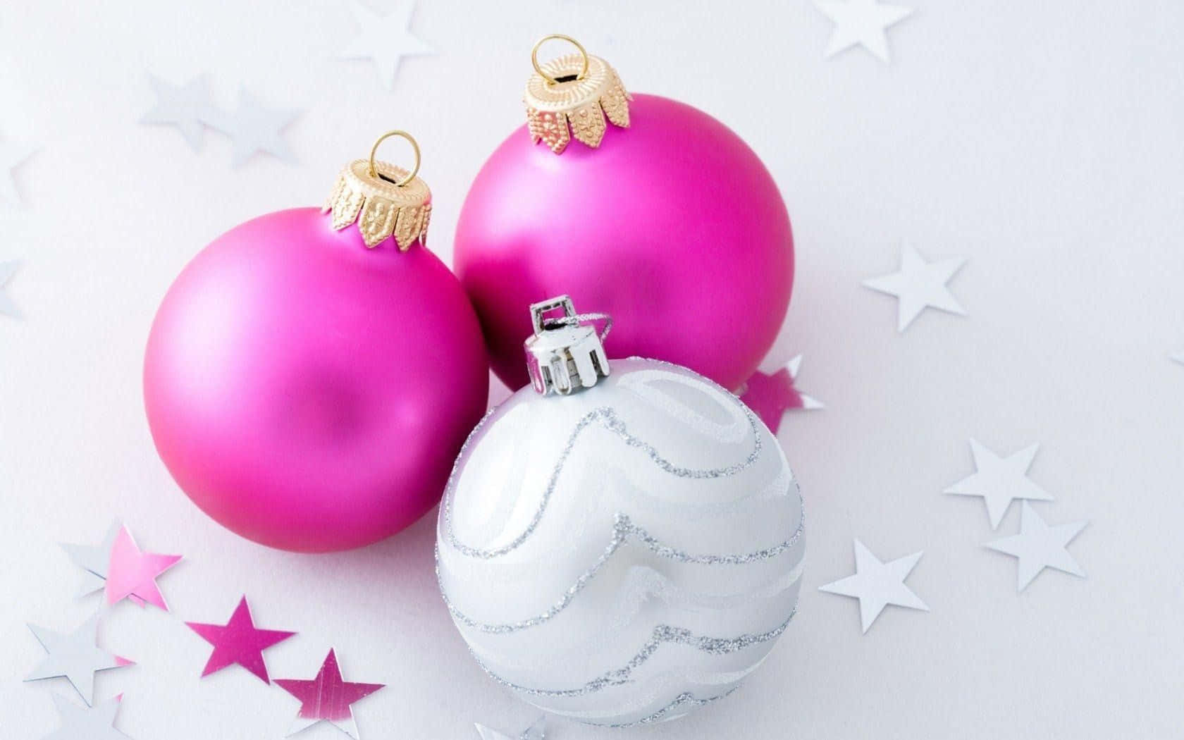 Pink Christmas Ball Decorations Background