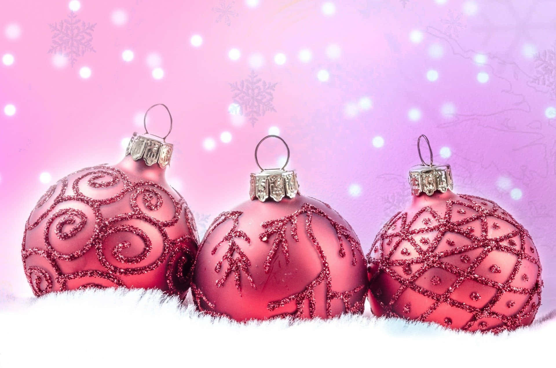 Pink Christmas Decorative Balls Background