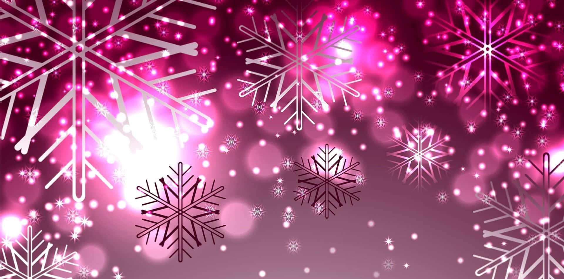 Pink Christmas Glowing Snowflakes Background