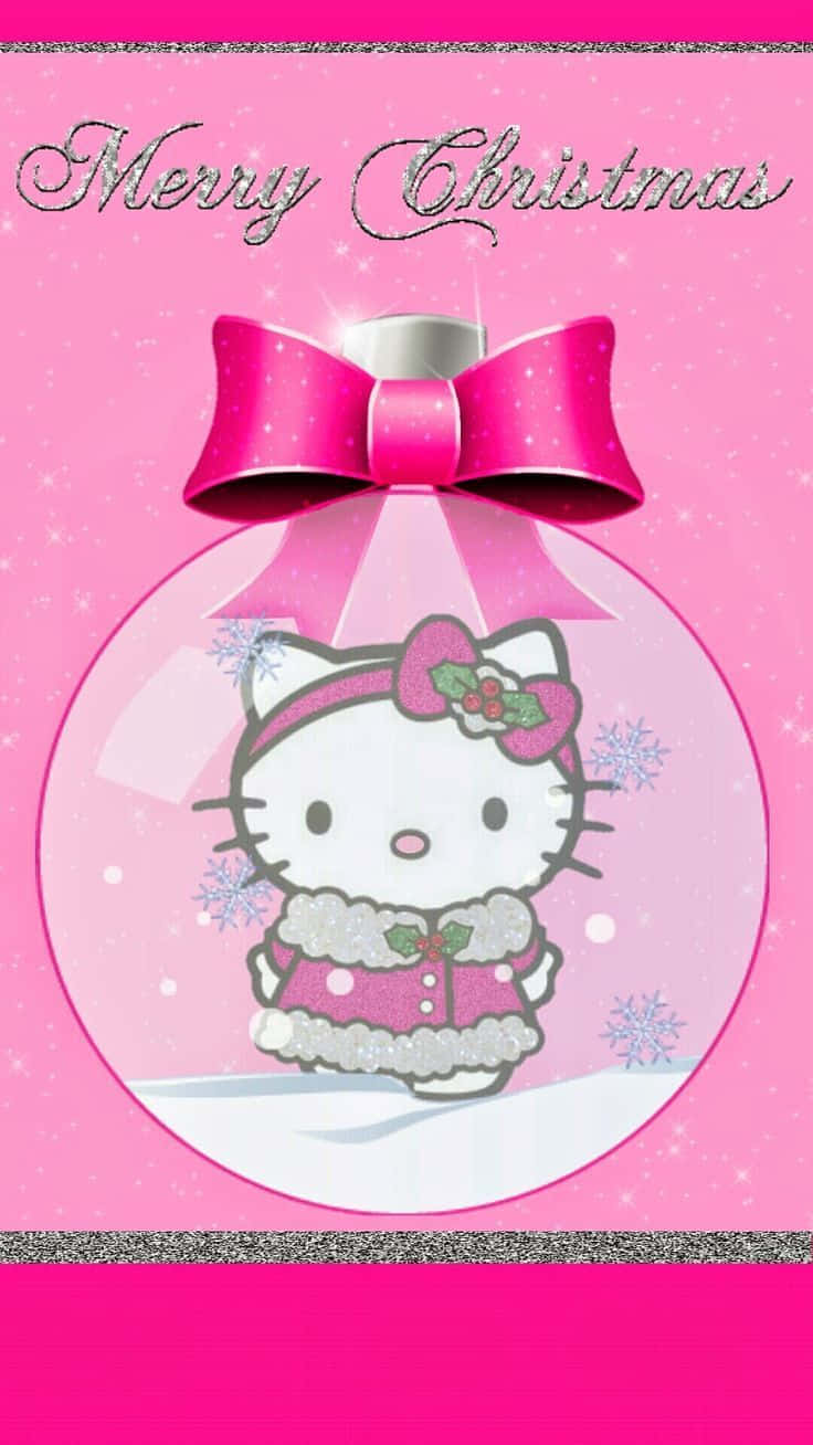 Pink Christmas Hello Kitty Background