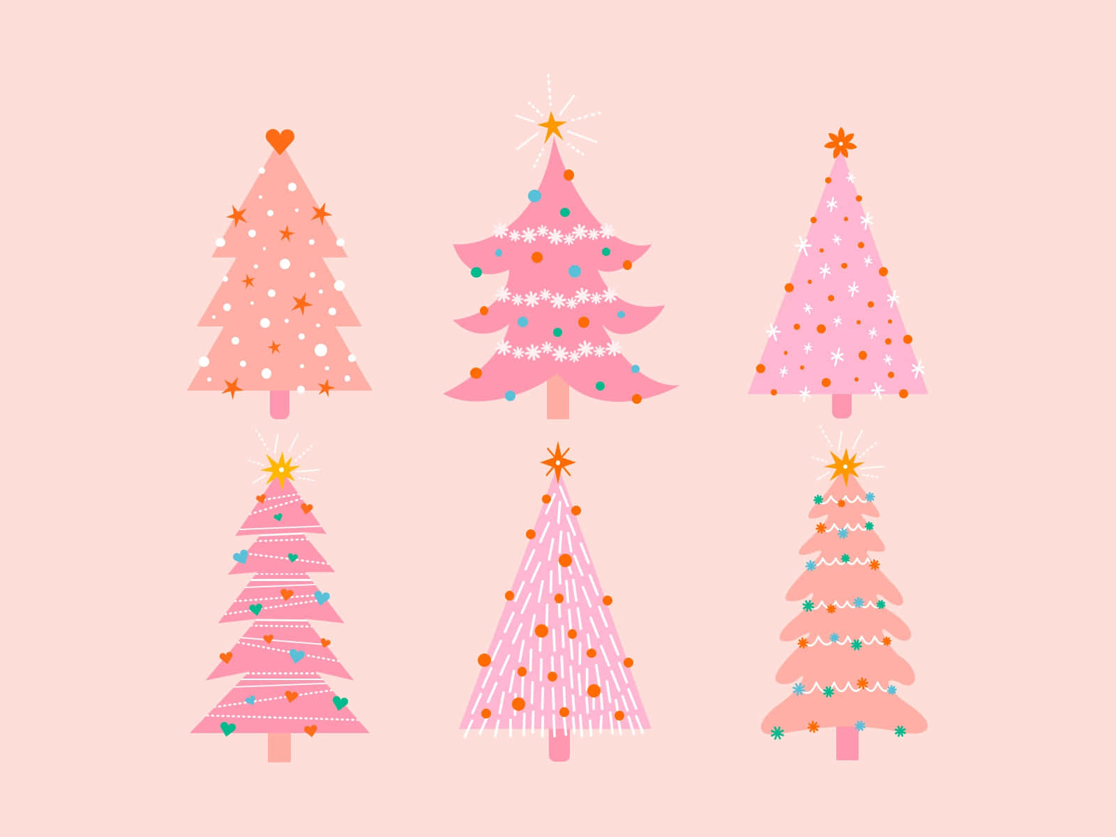 Pink Christmas Trees On A Pink Background Background