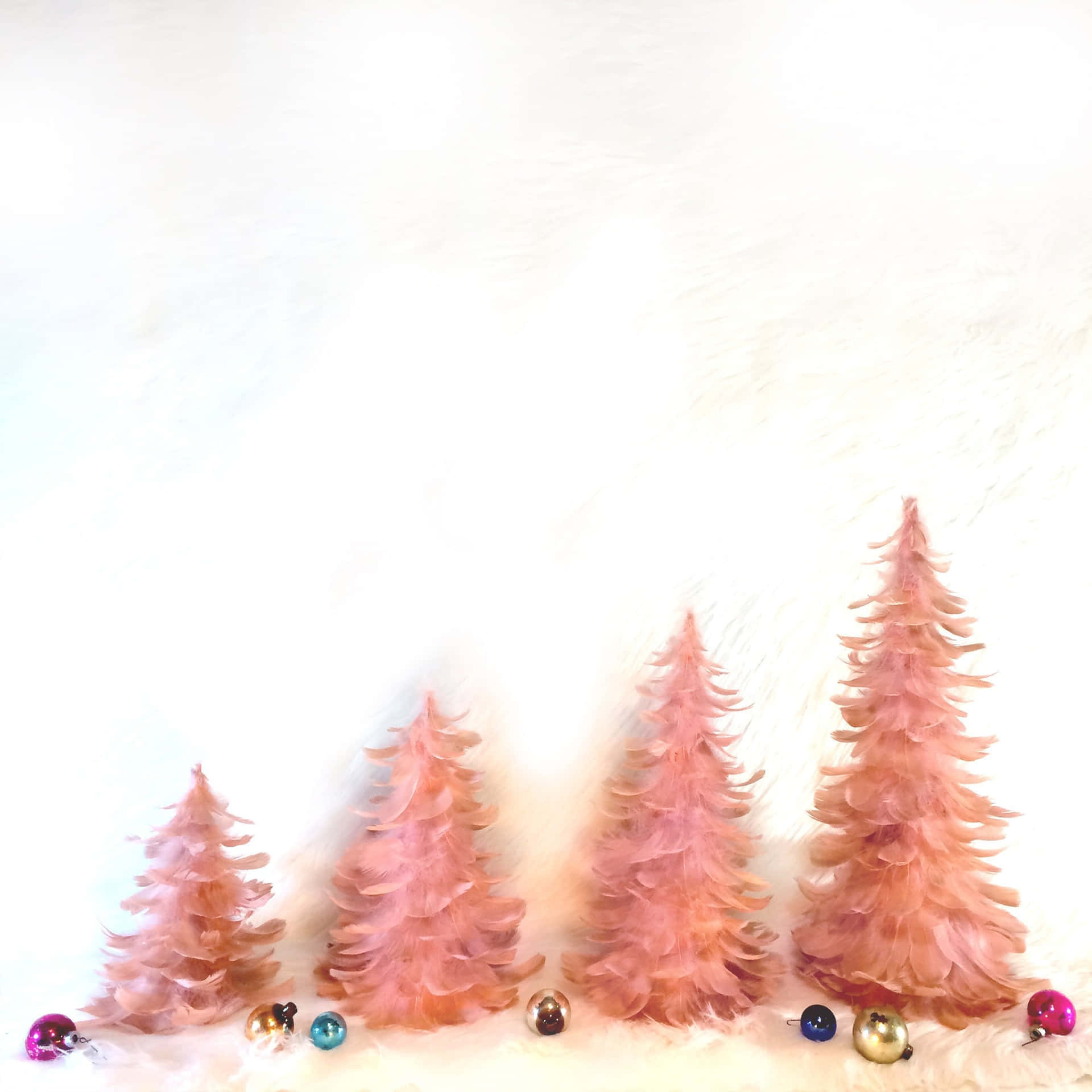 Pink Christmas Trees With Ornaments And Ornaments Background