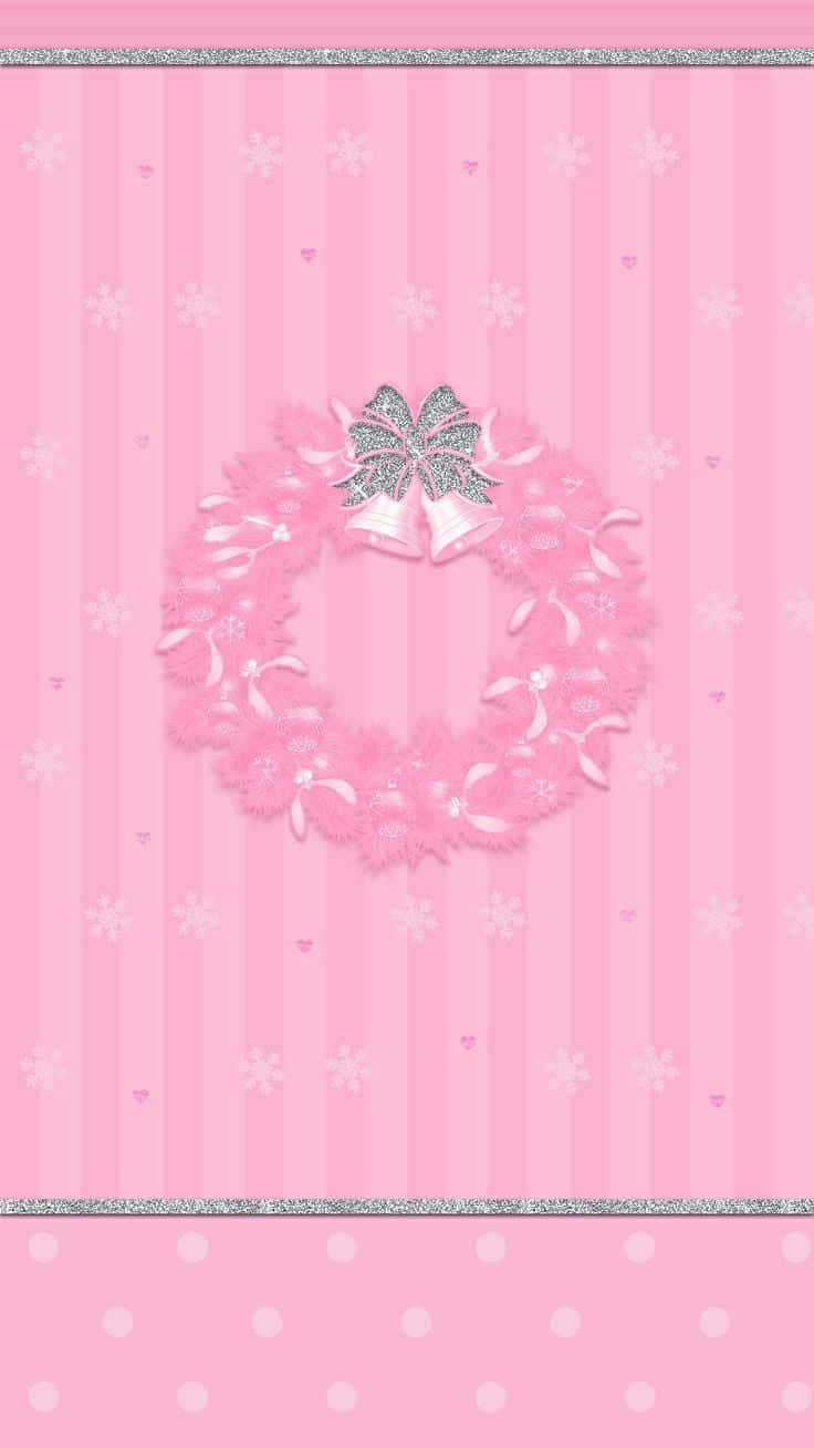 Pink Christmas Wreath Art Background