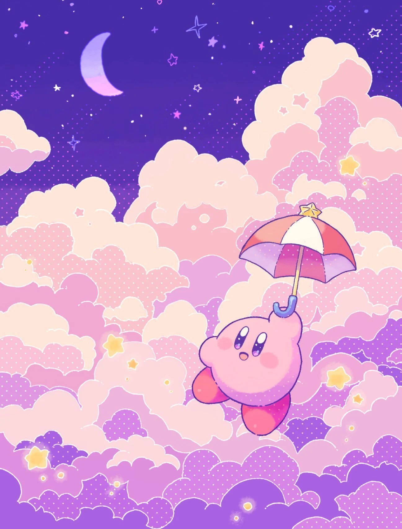 Pink Clouds Kirby Nintendo Characters Background
