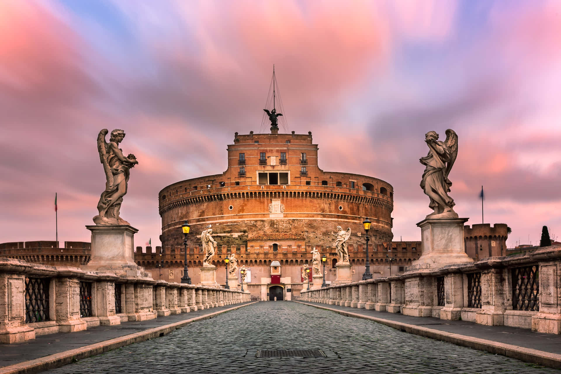 Pink Clouds Over Castel Santangelo Background