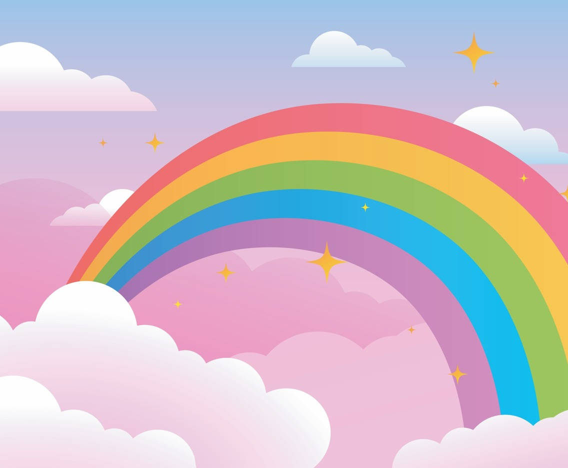 Pink Clouds Rainbow Background Background