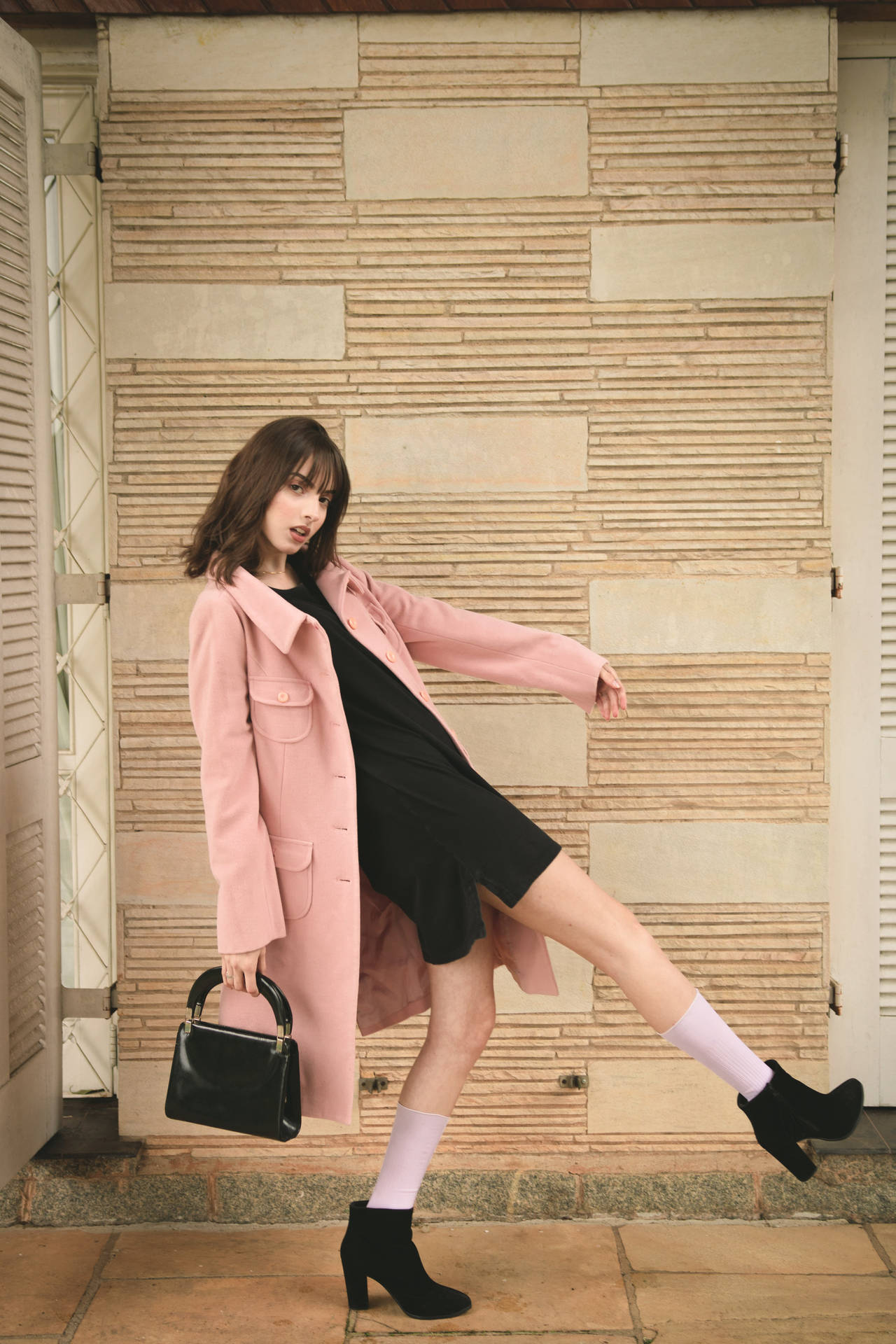 Pink Coat Model Background