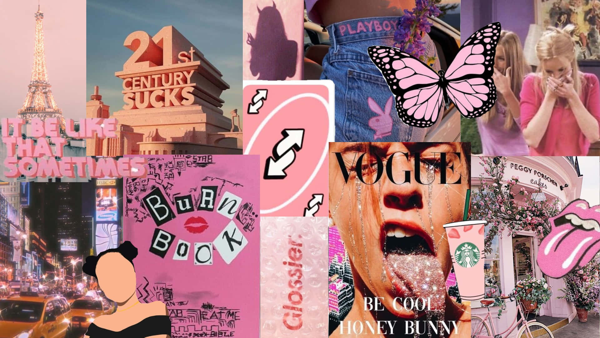 Pink Collage 2000s Girl Aesthetic Background Background