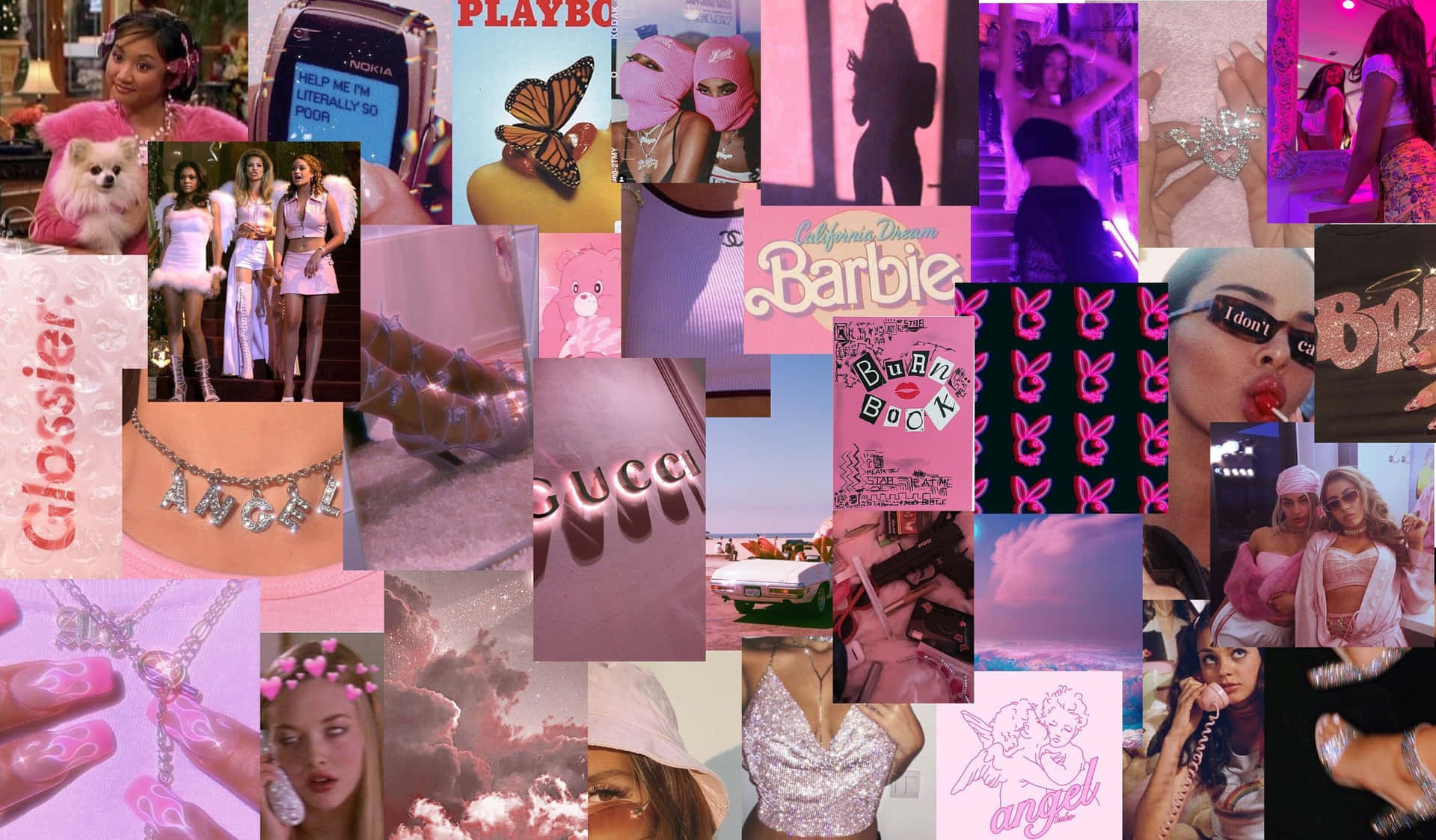 Pink Collage Barbie Girl Aesthetic Background Background