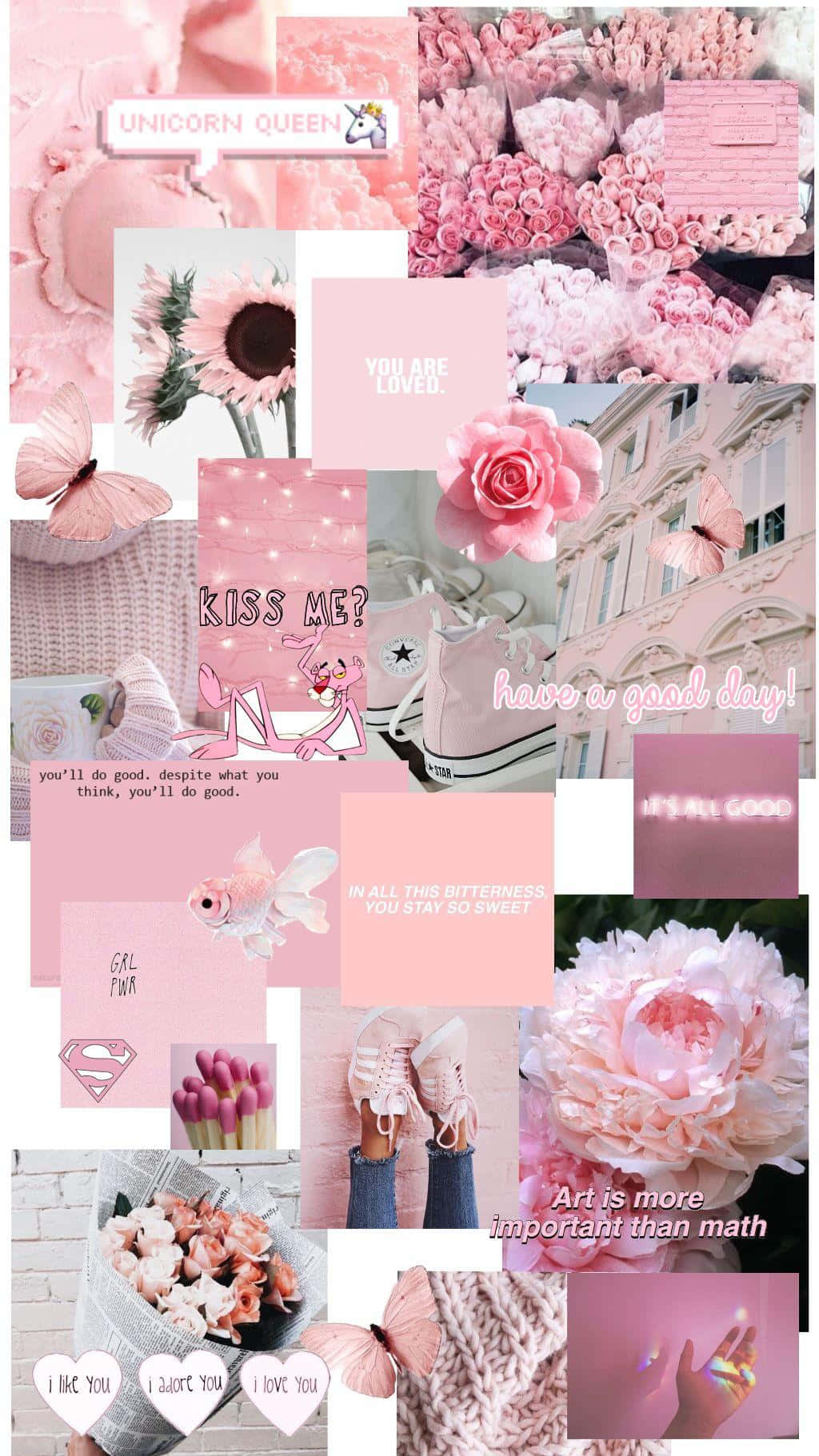 Pink Collage Floral Aesthetic Background Background