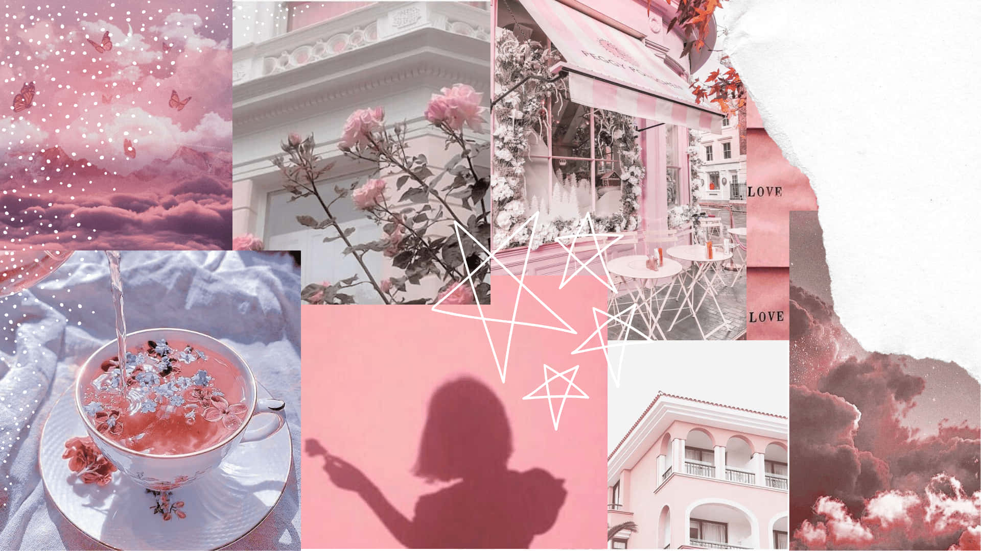 Pink Collage With A Lot Of Pictures Background