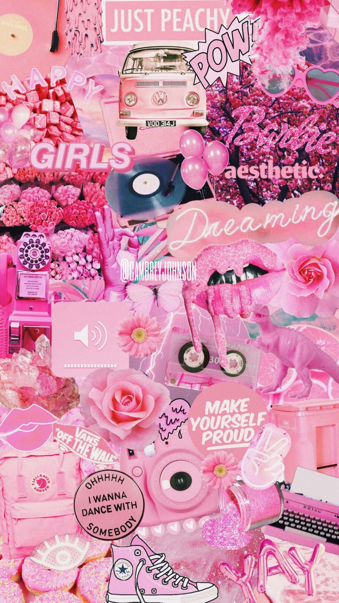Pink Collage With Pink Flowers And Other Items Background