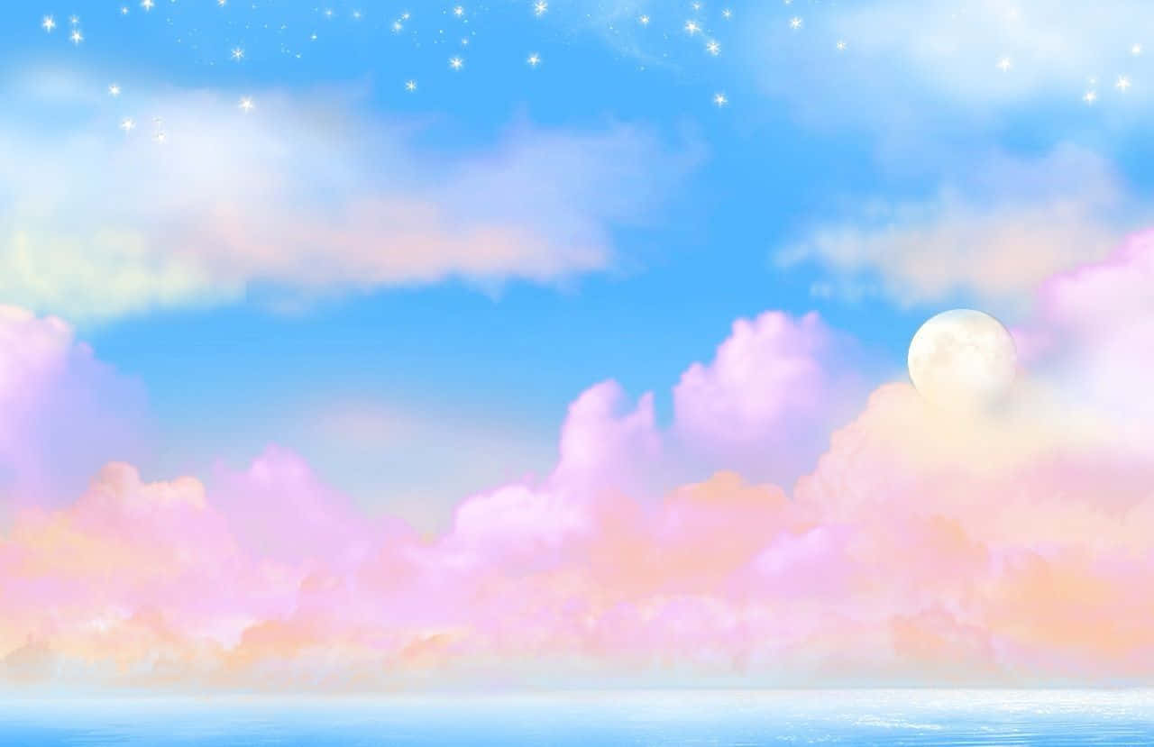 Pink Cotton Candy Stars Art Background