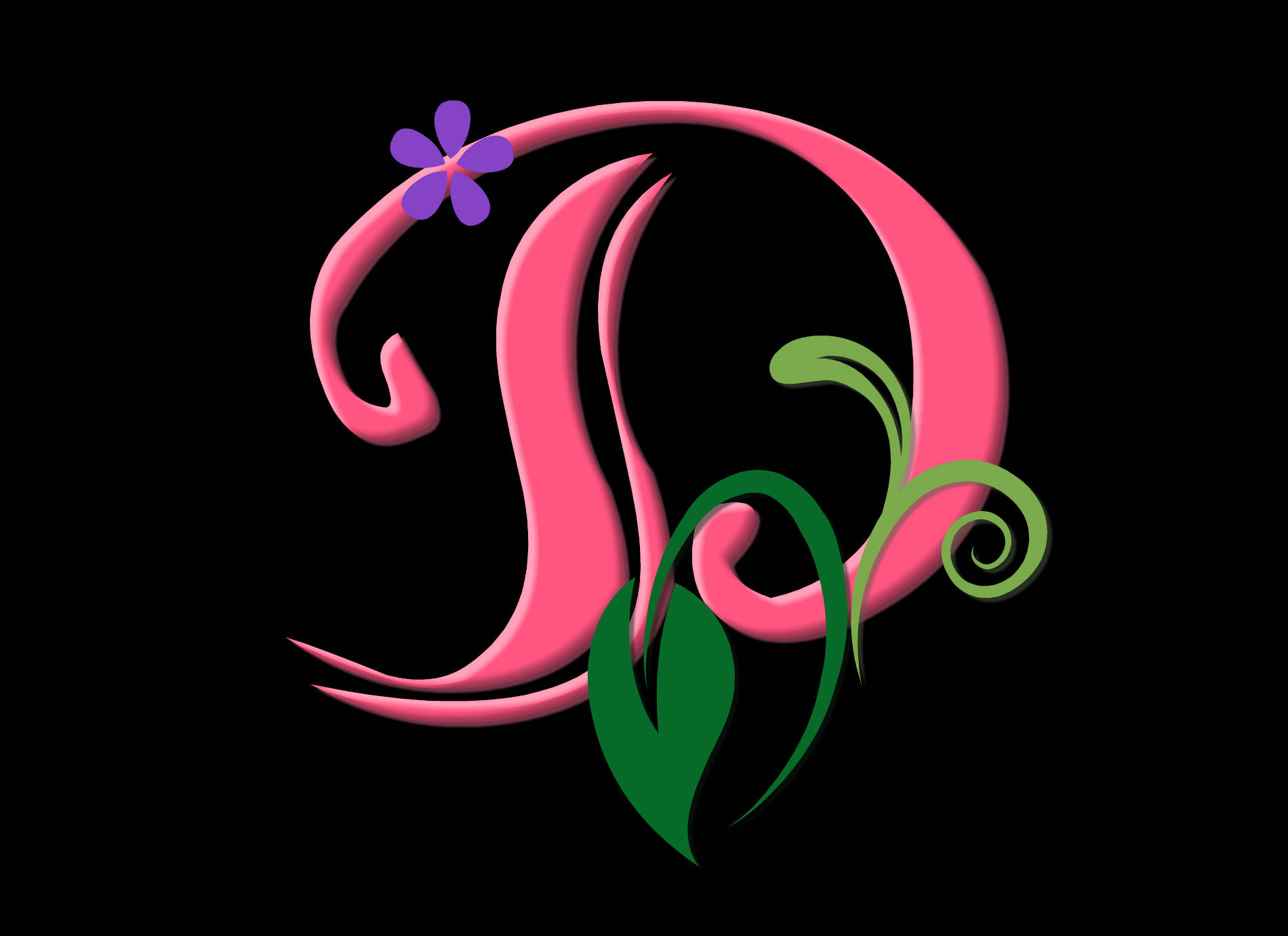 Pink Cursive Letter D Background