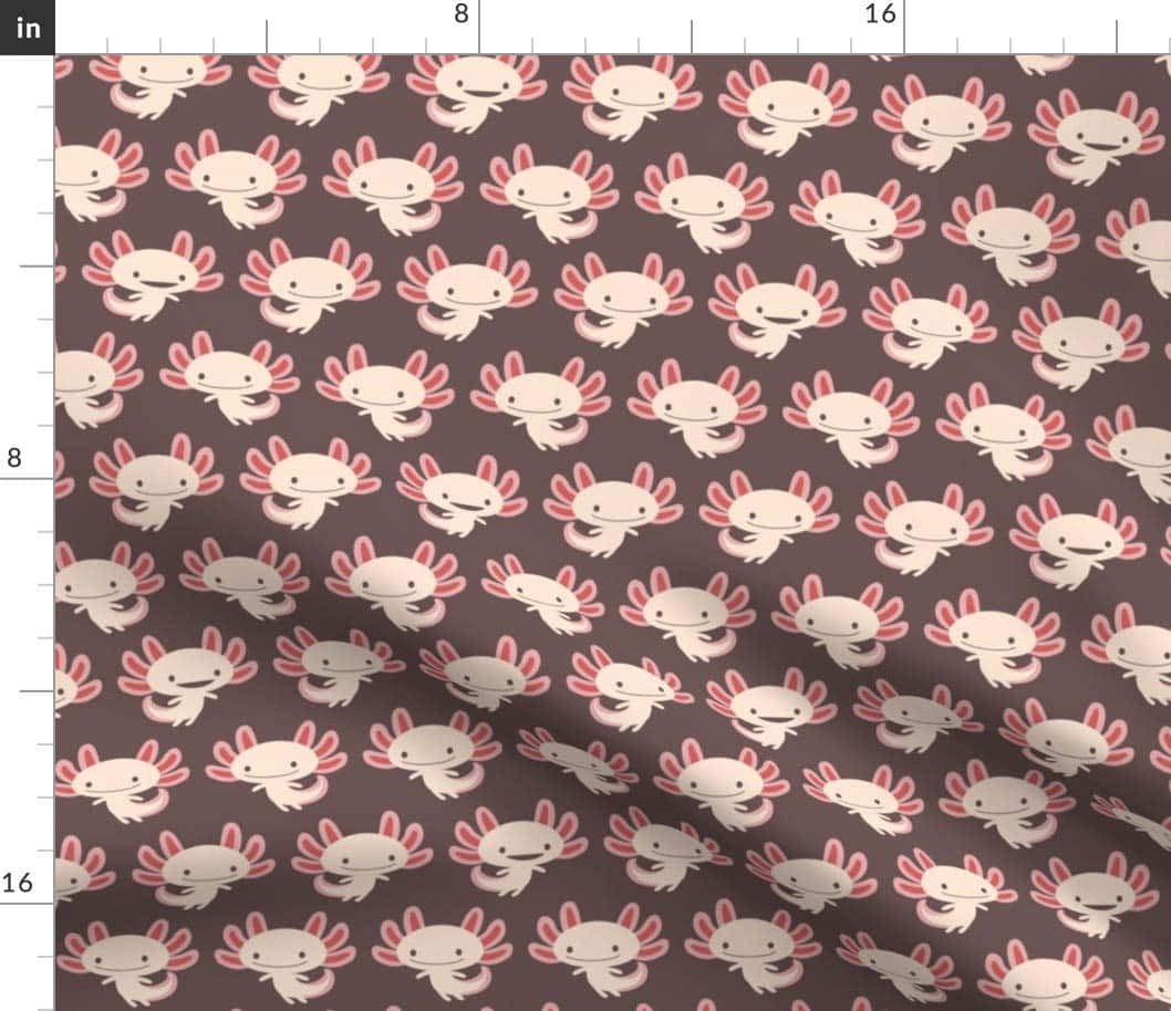 Pink Cute Axolotl Patterns Chibi Art Background