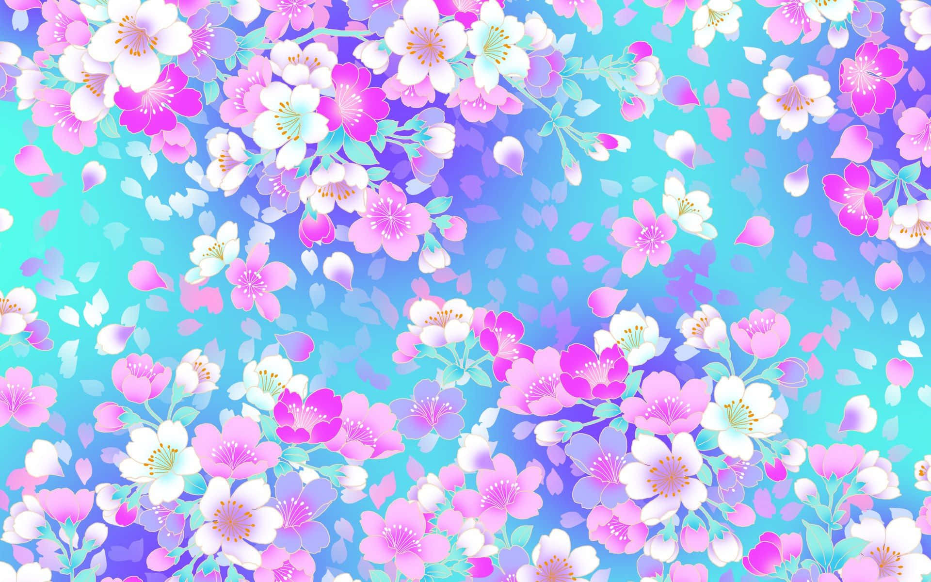 Pink Cute Floral Digital Art Background