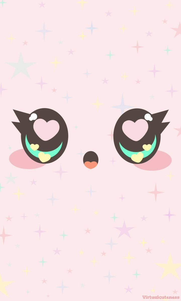 Pink Cute Kawaii Eyes Background