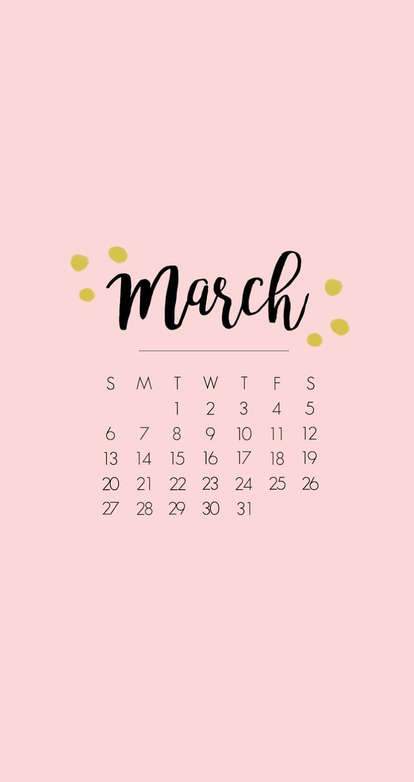 Pink Cute March Calendar Background