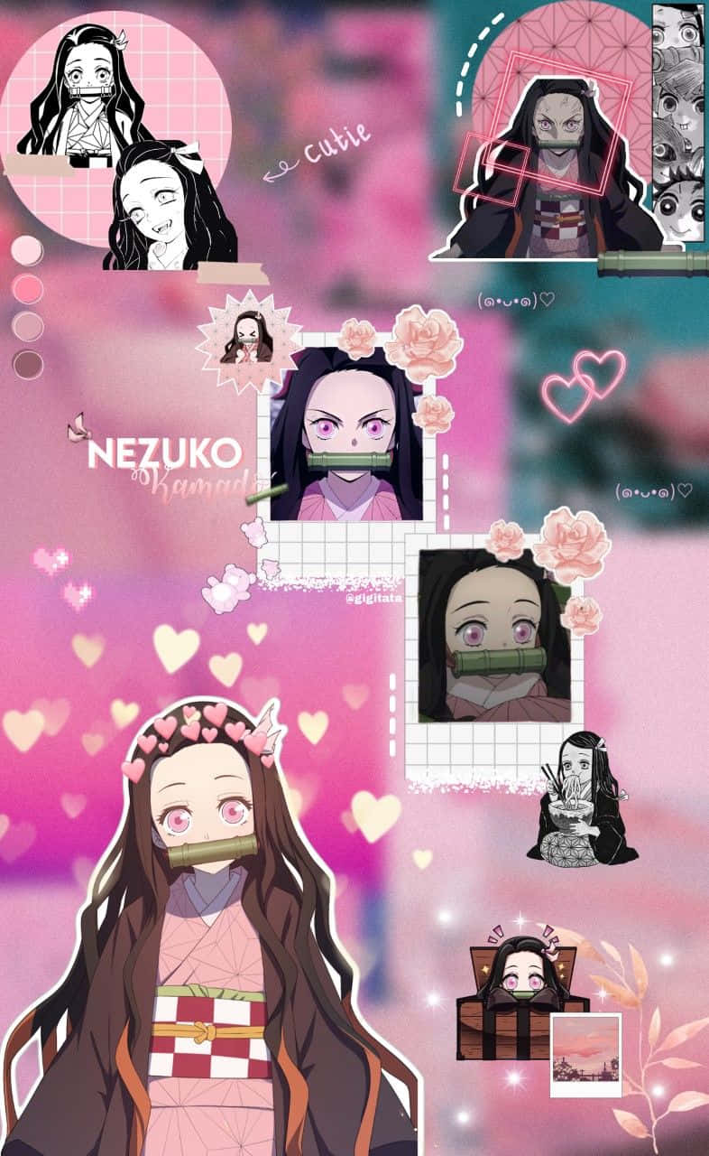 Pink Cute Nezuko Kamado Illustration