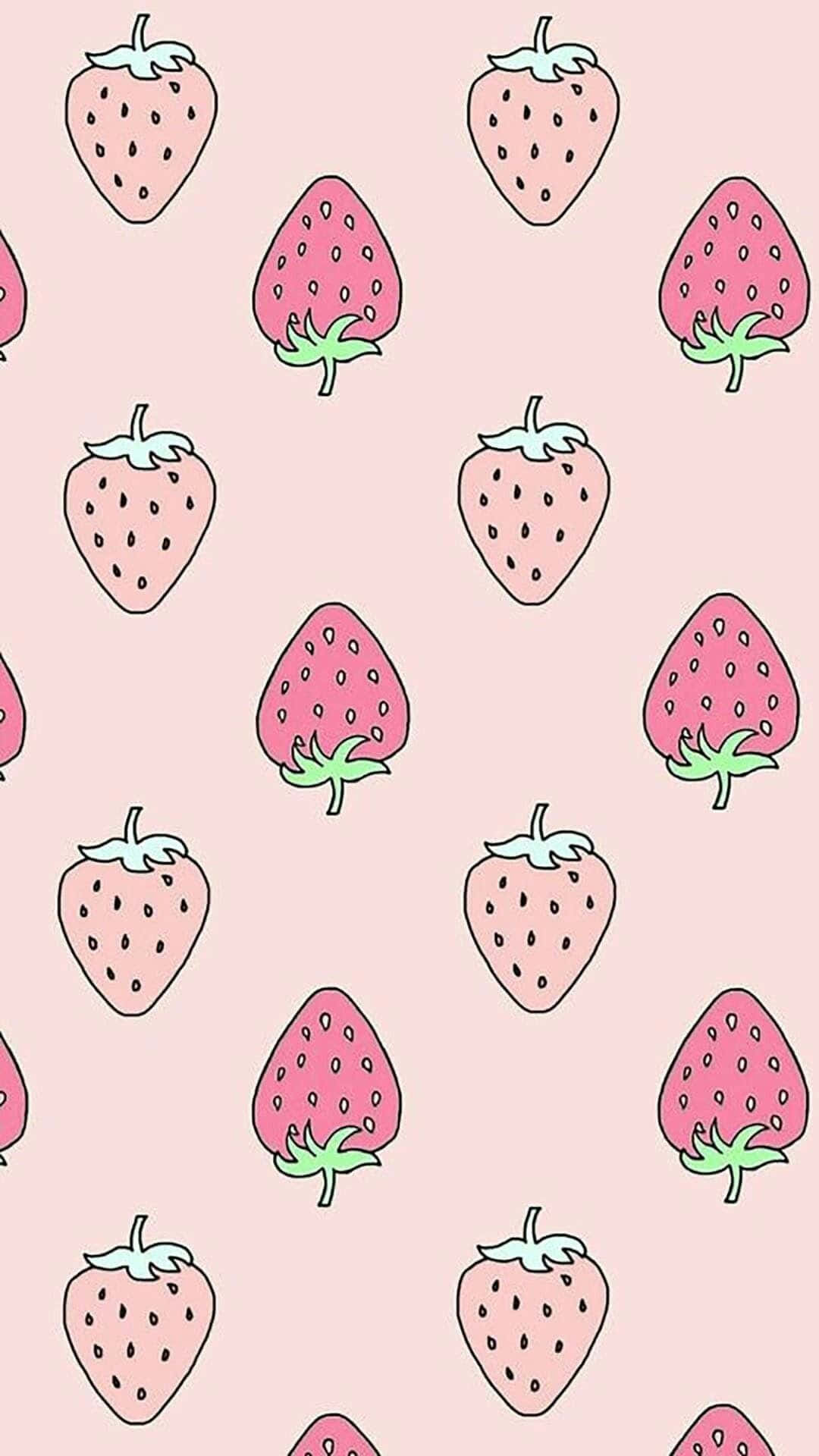 Pink Cute Strawberry Pattern Art Background