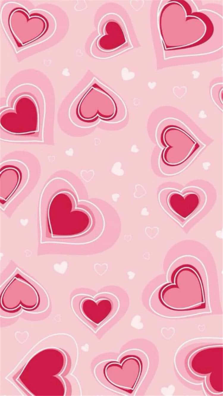 Pink Cute Valentines Hearts Digital Illustration Background