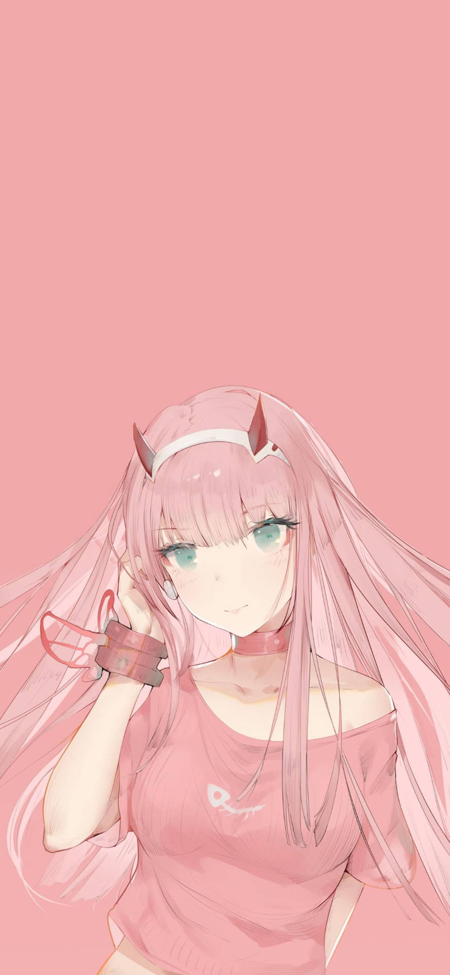 Pink Cute Zero Two Phone Background