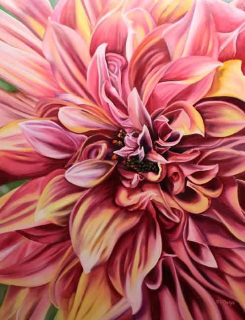Pink Dahlia Blossom Painting