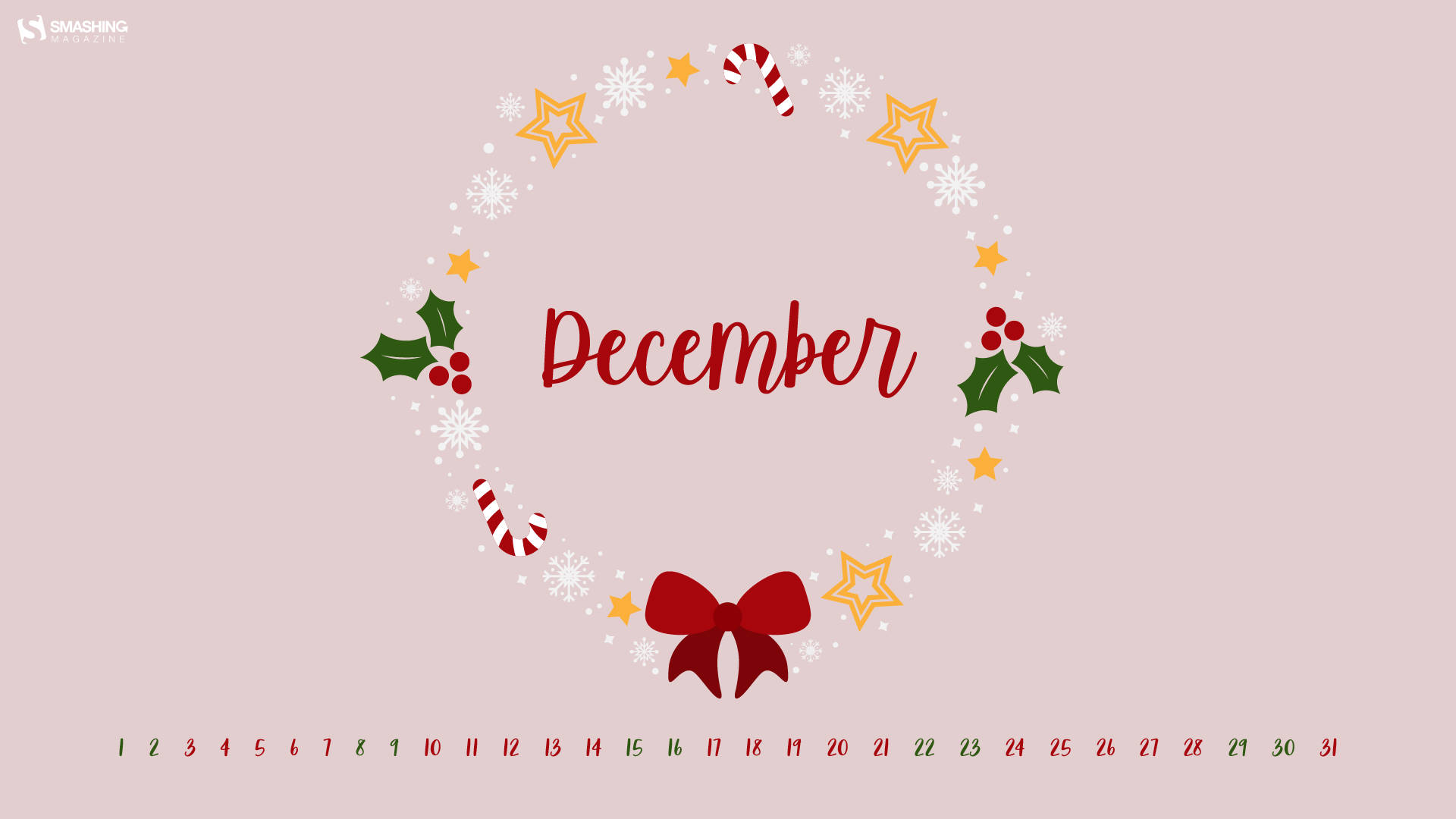 Pink December Wreath Background