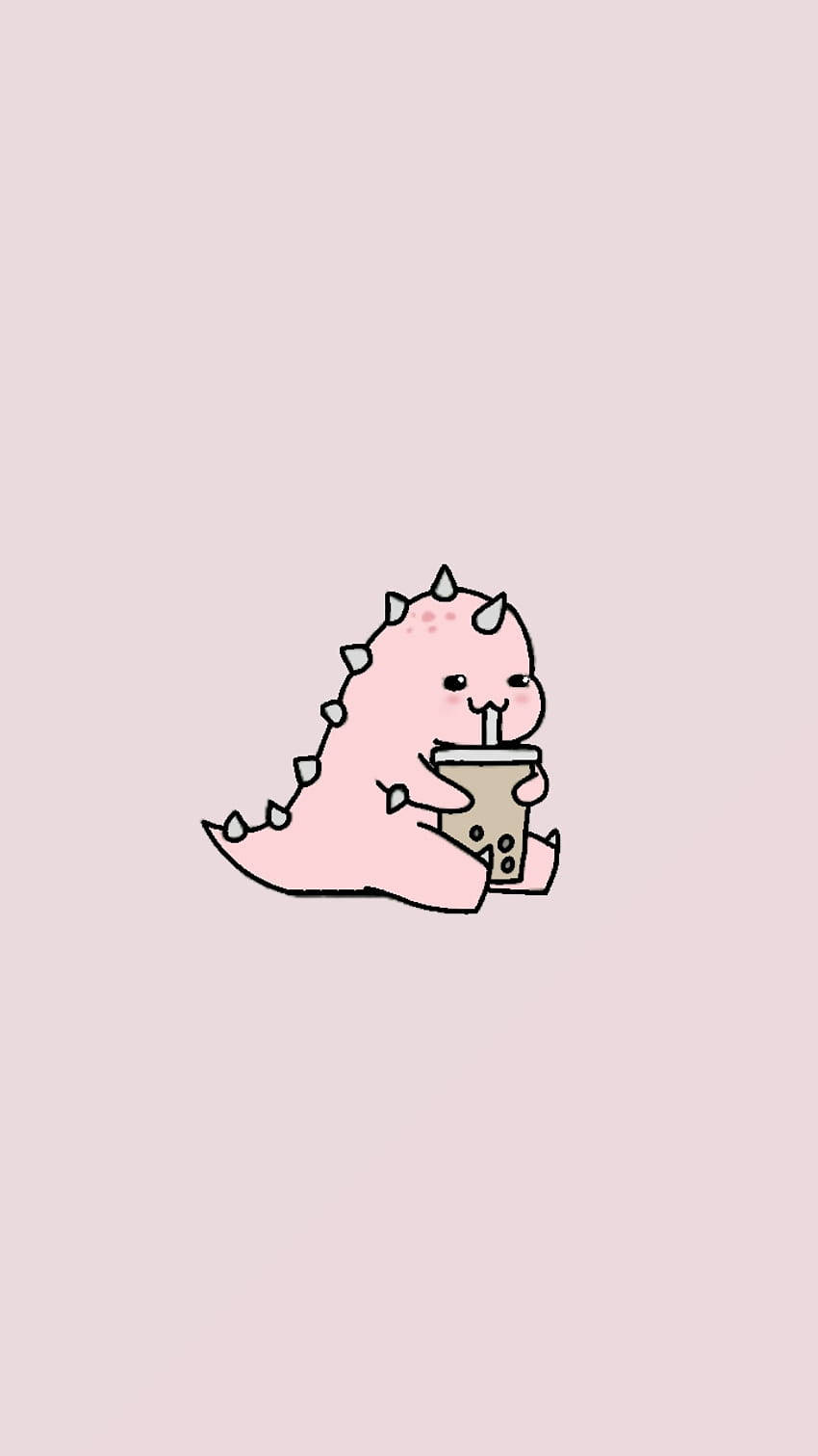 Pink Dino Kawaii Iphone Background