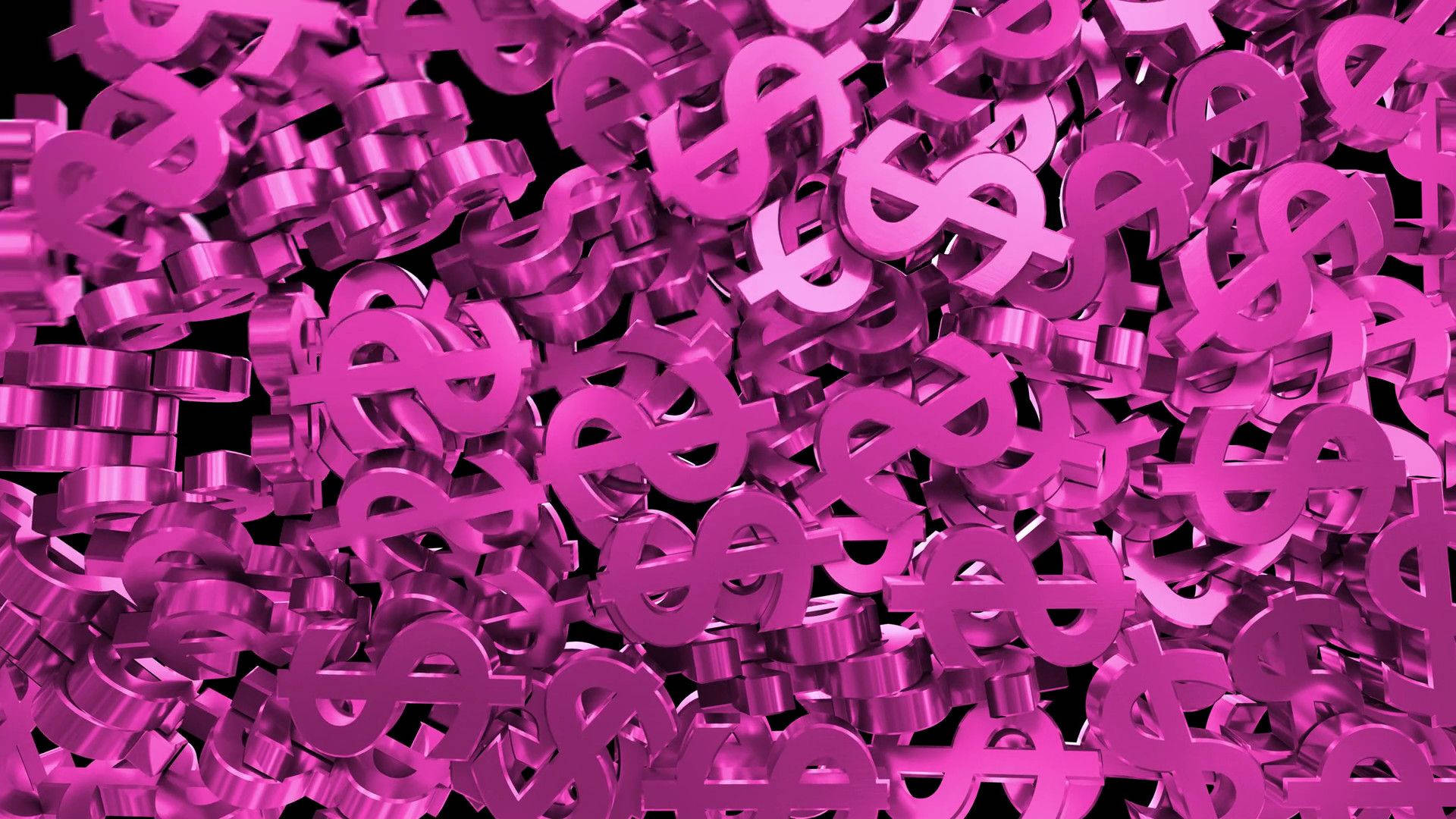 Pink Dollar Signs On Black Background Background