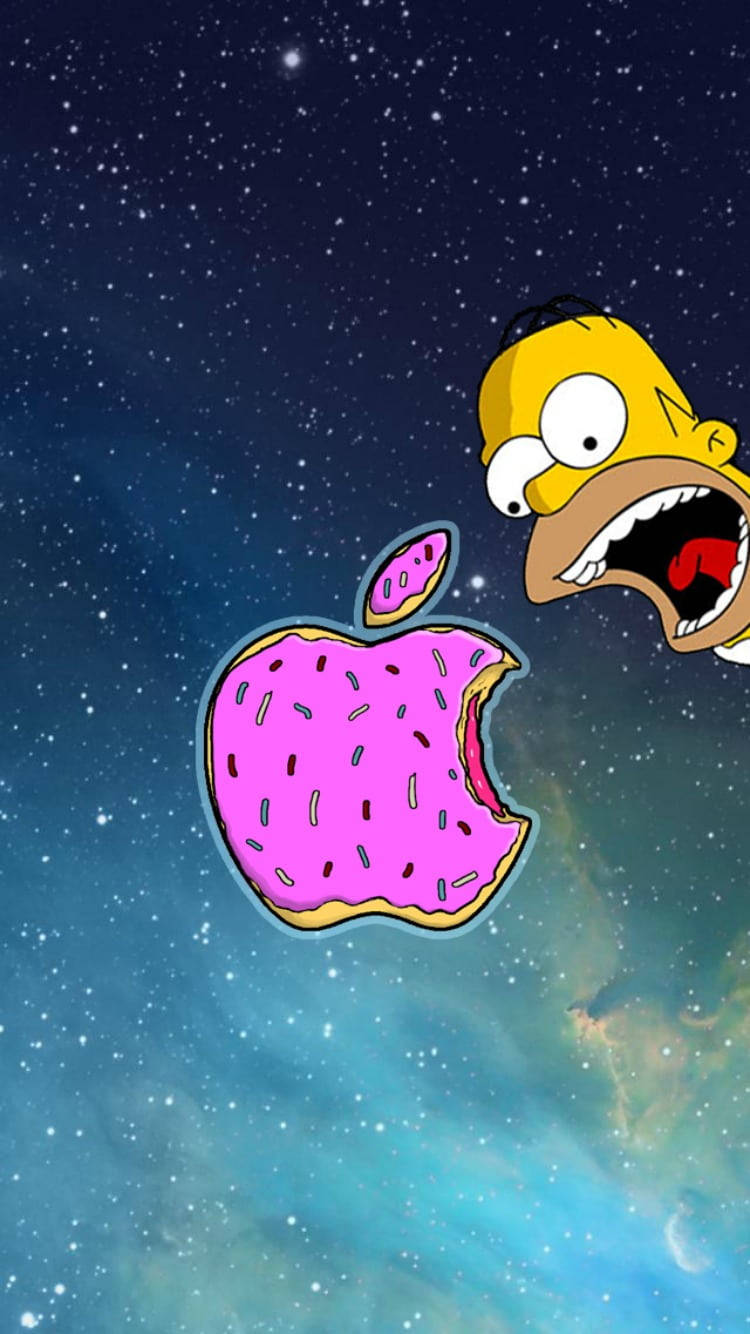 Pink Donut Apple Logo Iphone Background