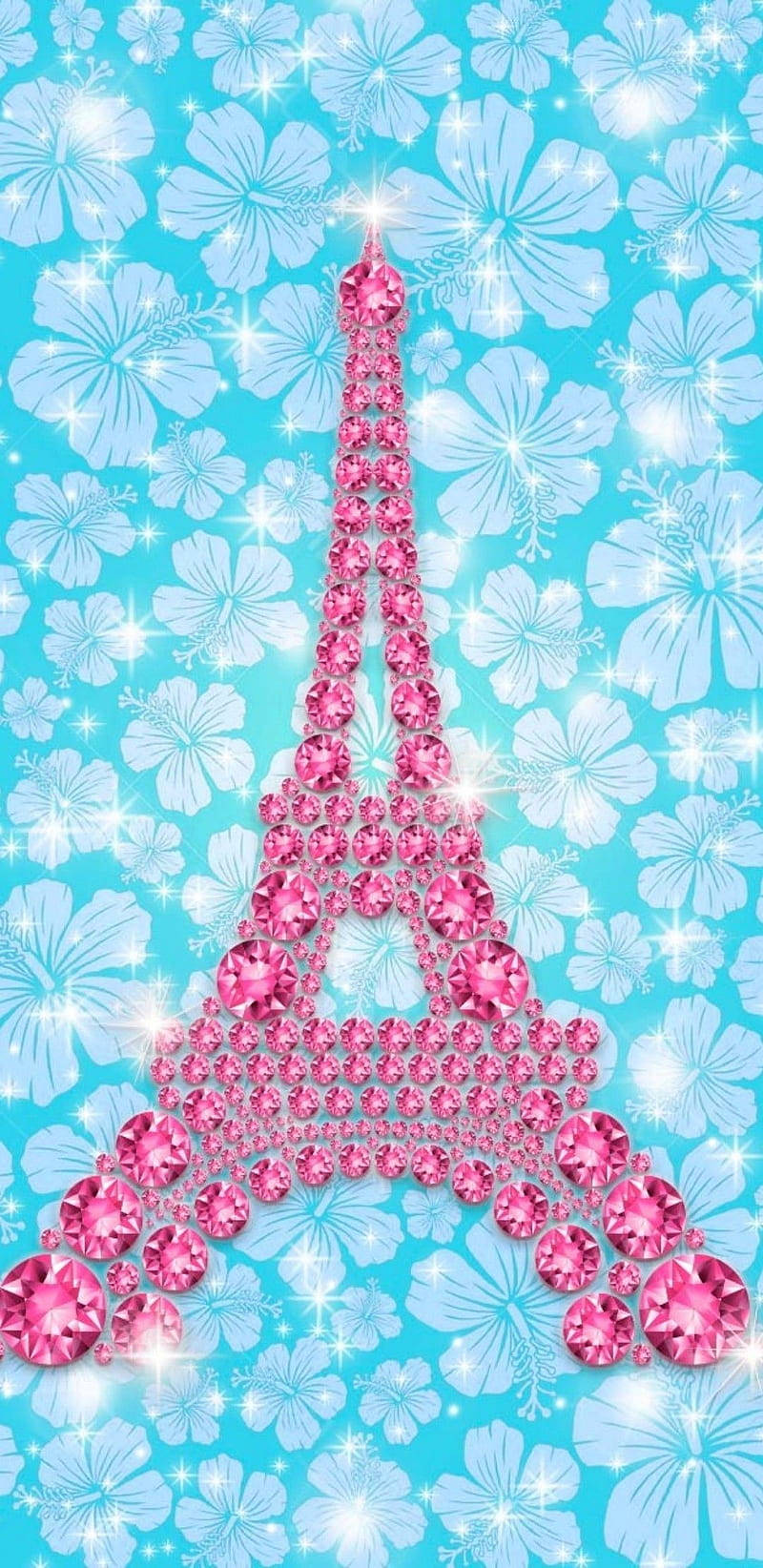 Pink Eiffel Tower Glitter Background