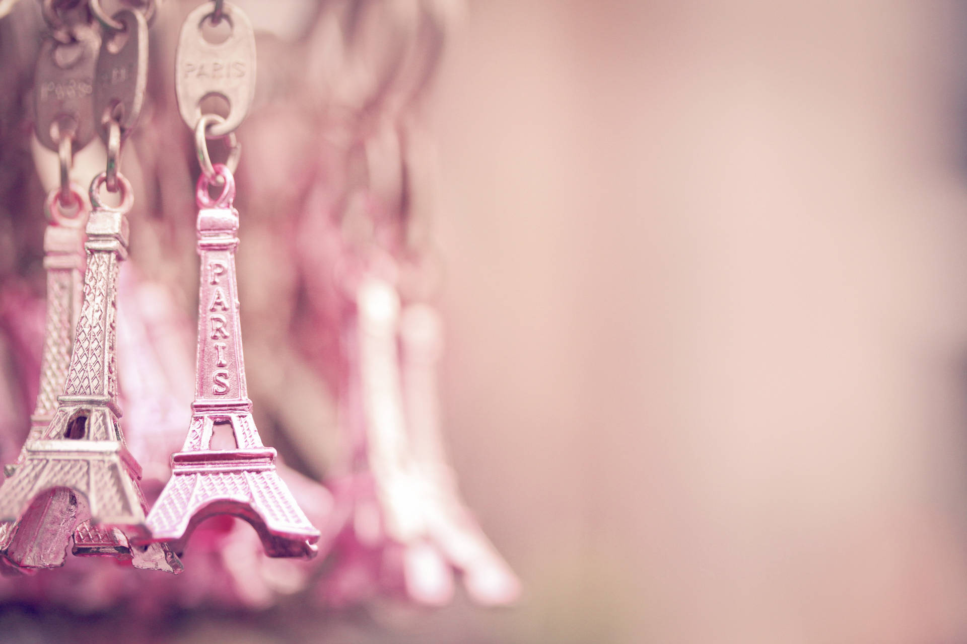 Pink Eiffel Tower Keychains Background