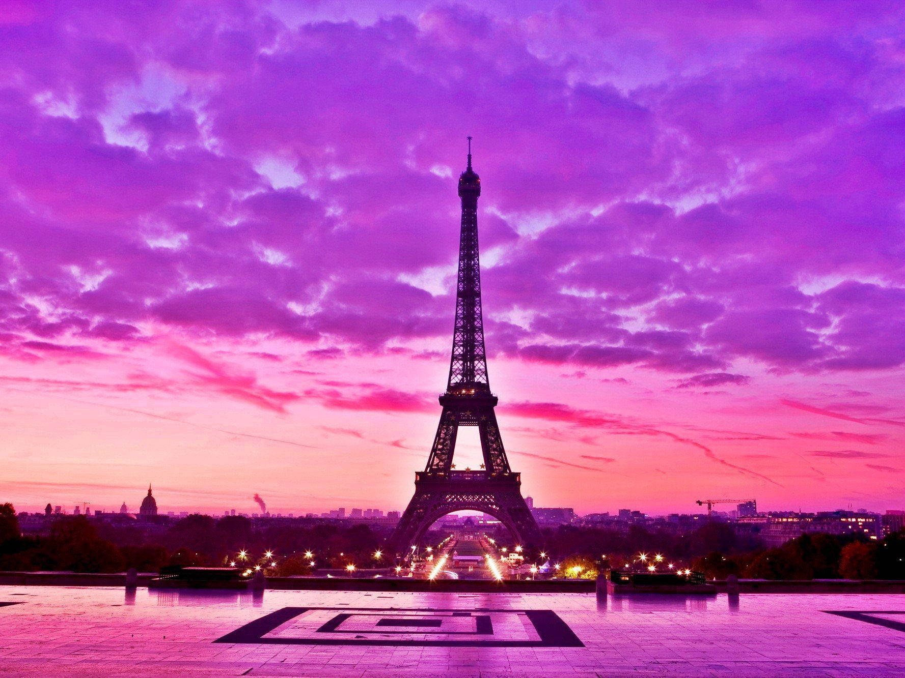Pink Eiffel Tower Painting Background