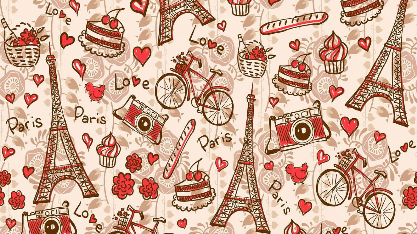 Pink Eiffel Tower Pattern Background