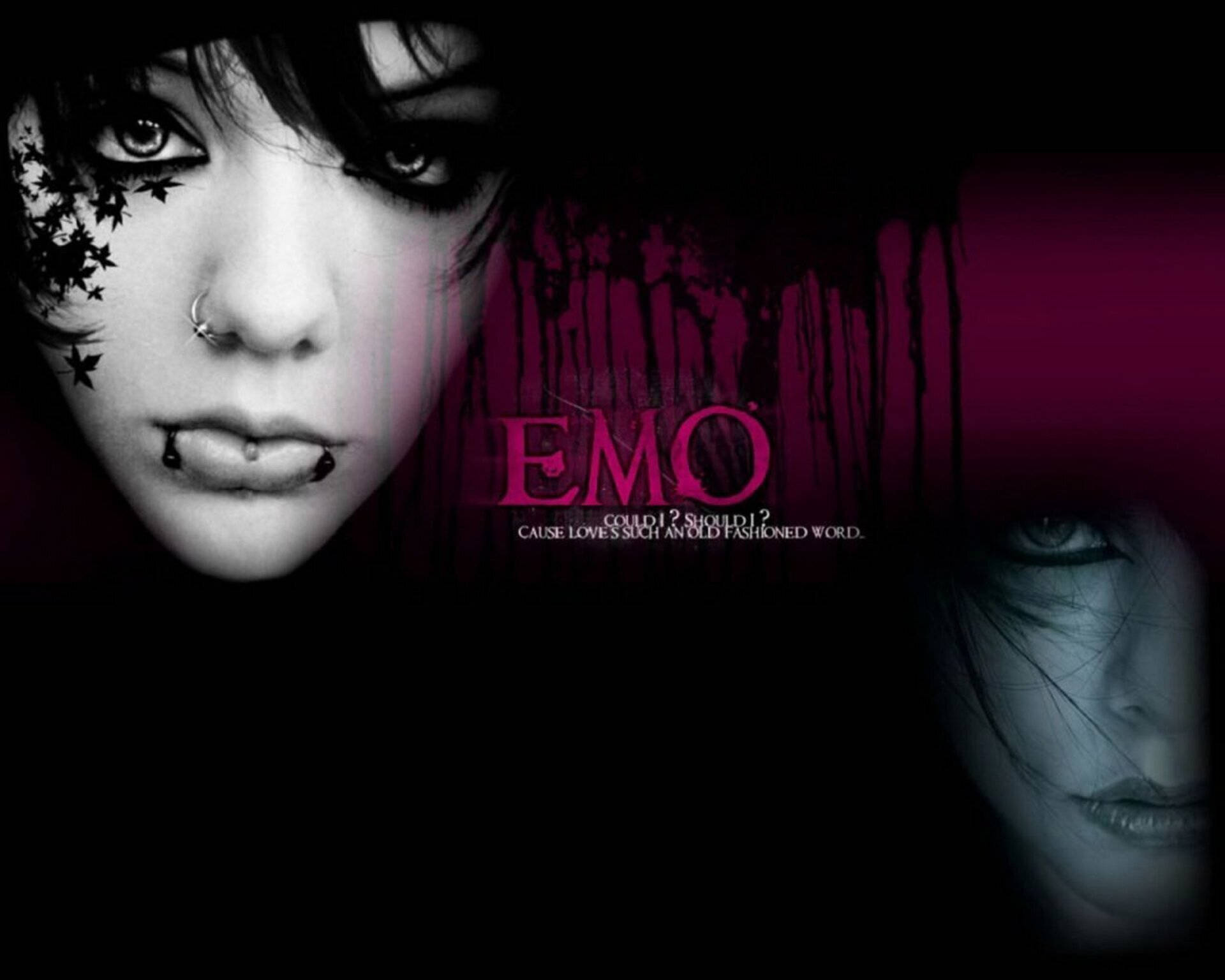 Pink Emo Girl Faces Background