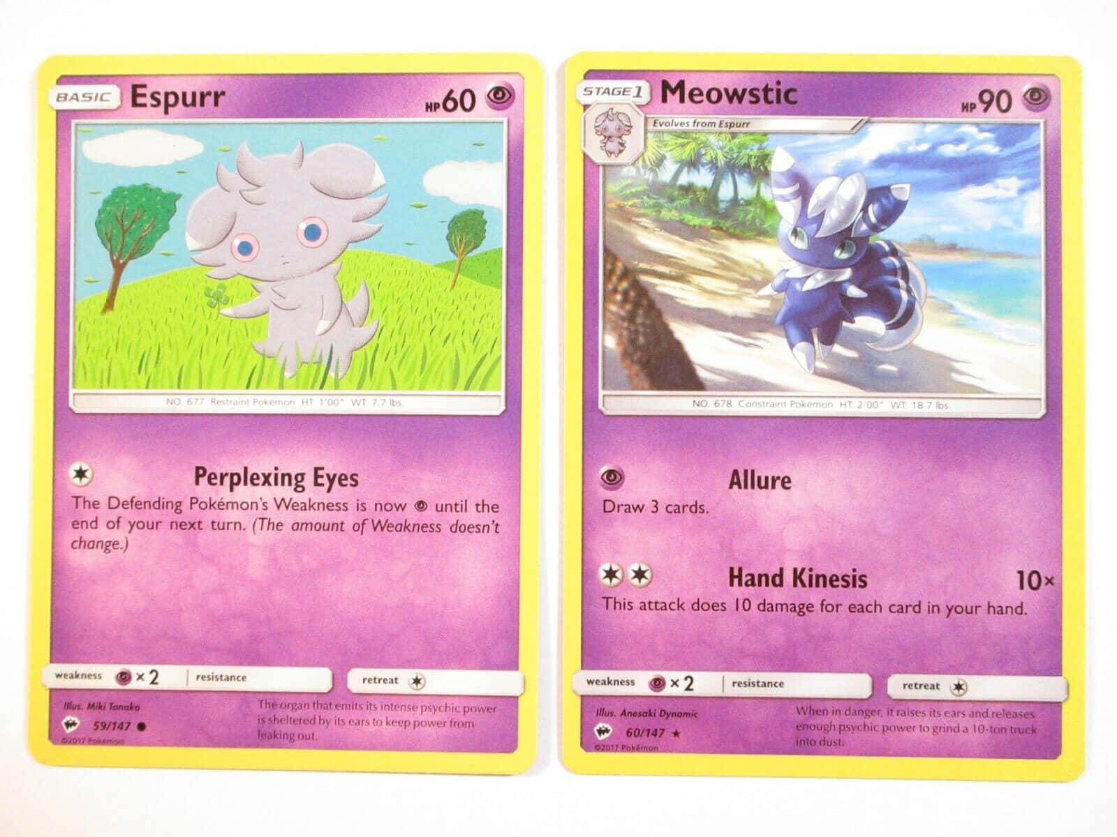 Pink Espurr And Meowstic Pokémon Card Background