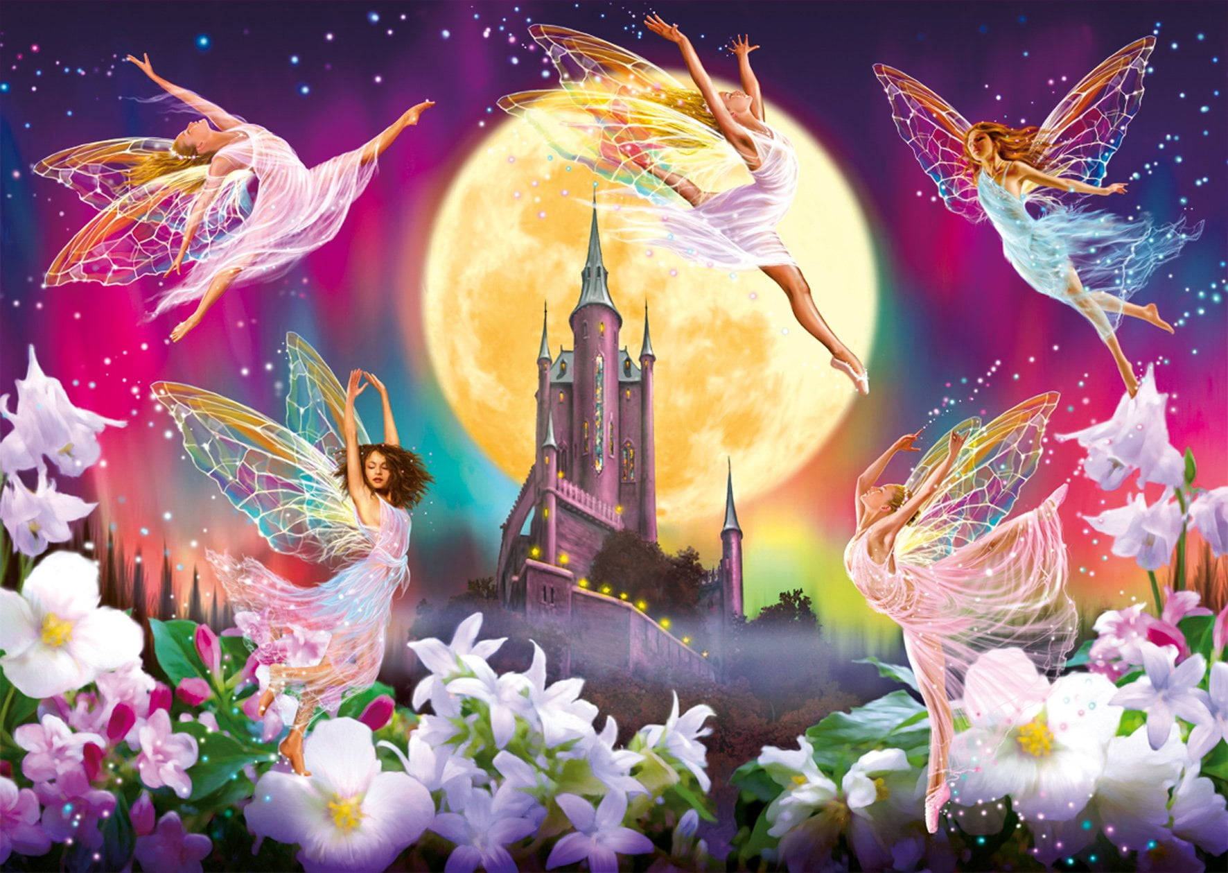 Pink Fairy Castle Fairytale Background