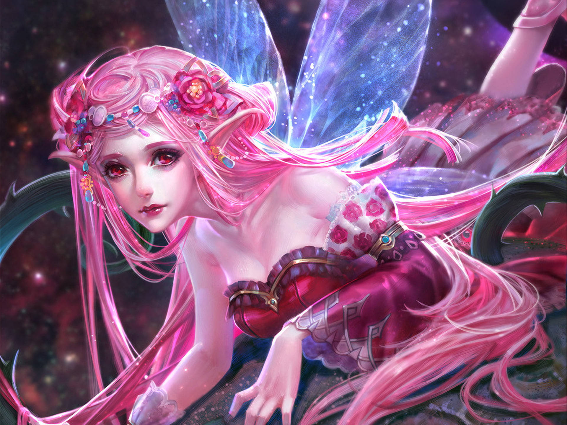 Pink Fairy Digital Drawing Background