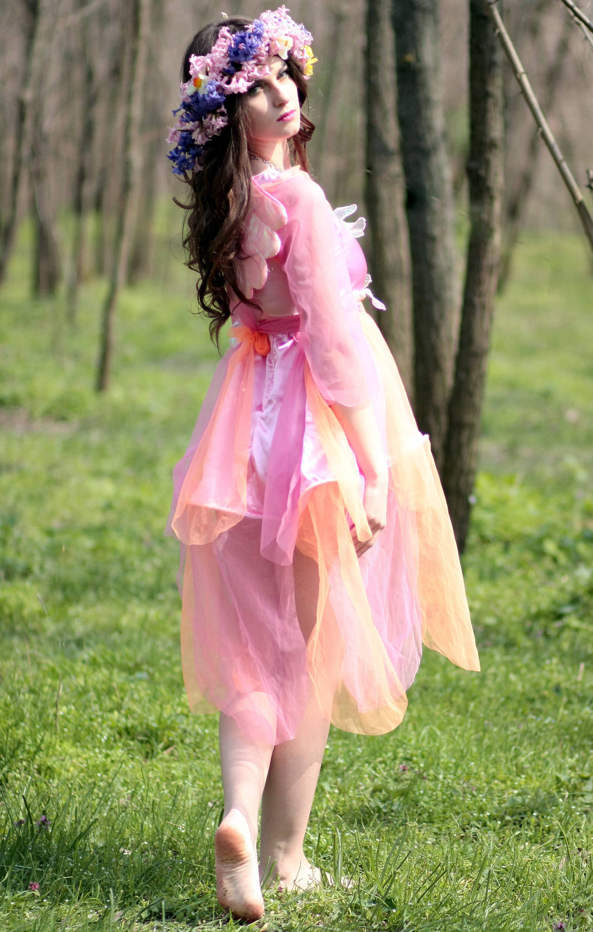 Pink Fairy Woman With Headdress Background