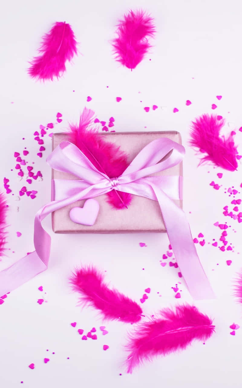 Pink Feather Gift Presentation Background