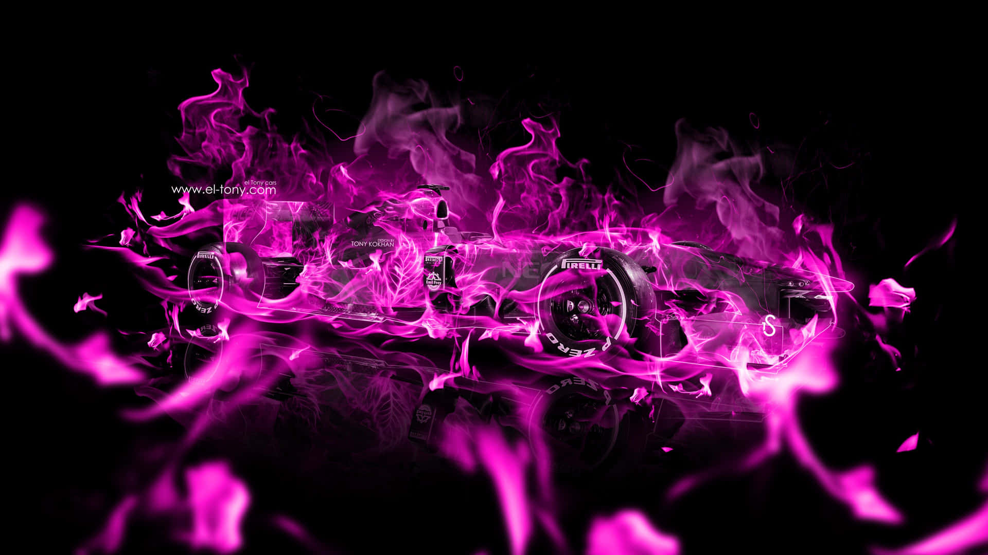 Pink Flames And Car