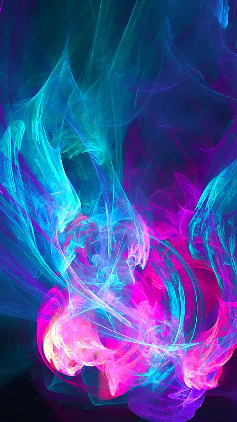 Pink Flames In Green Gradient Background