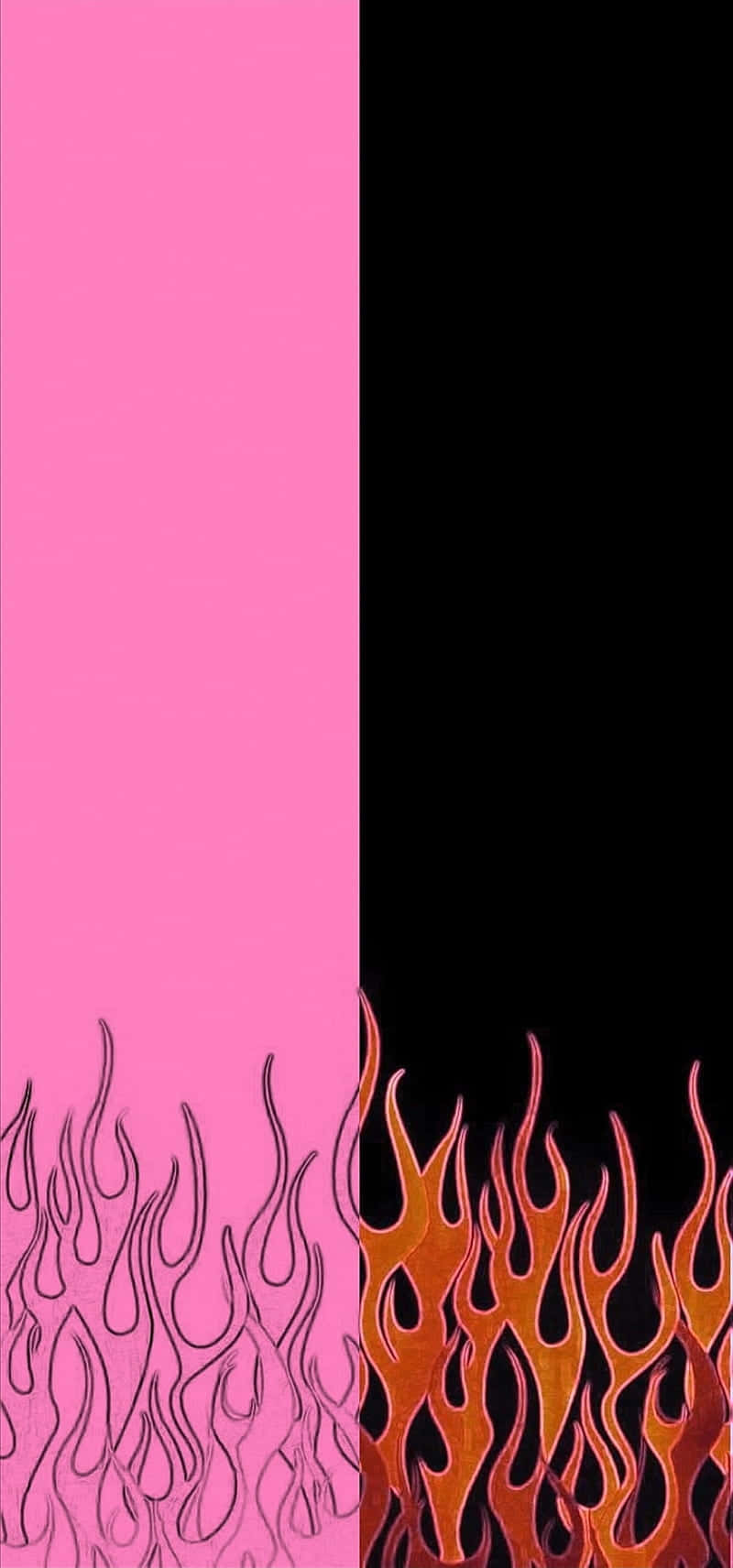 Pink Flames In Two Columns Background