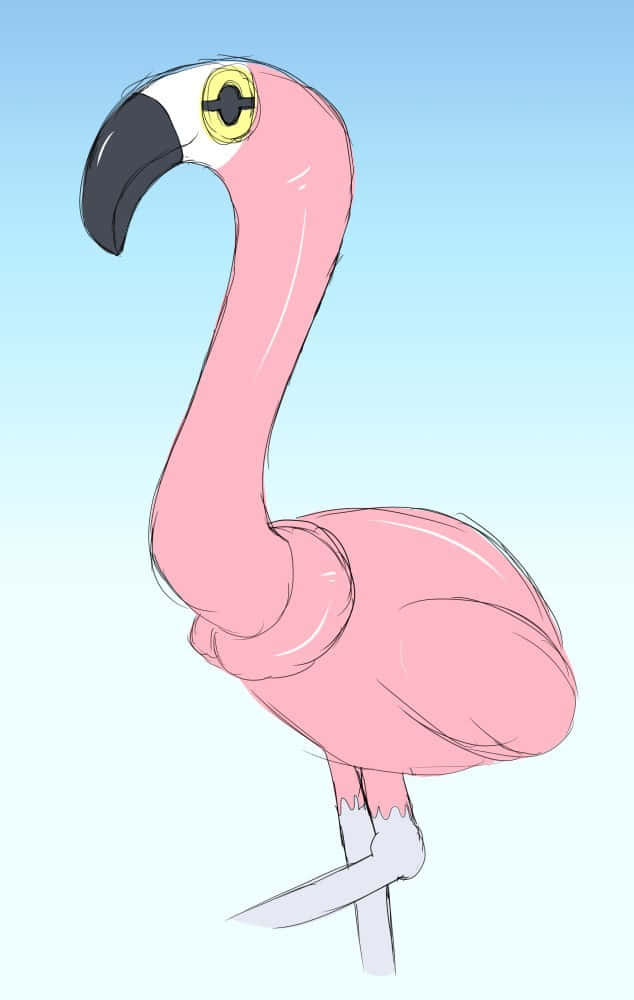 Pink Flamingo Cartoon Illustration Background