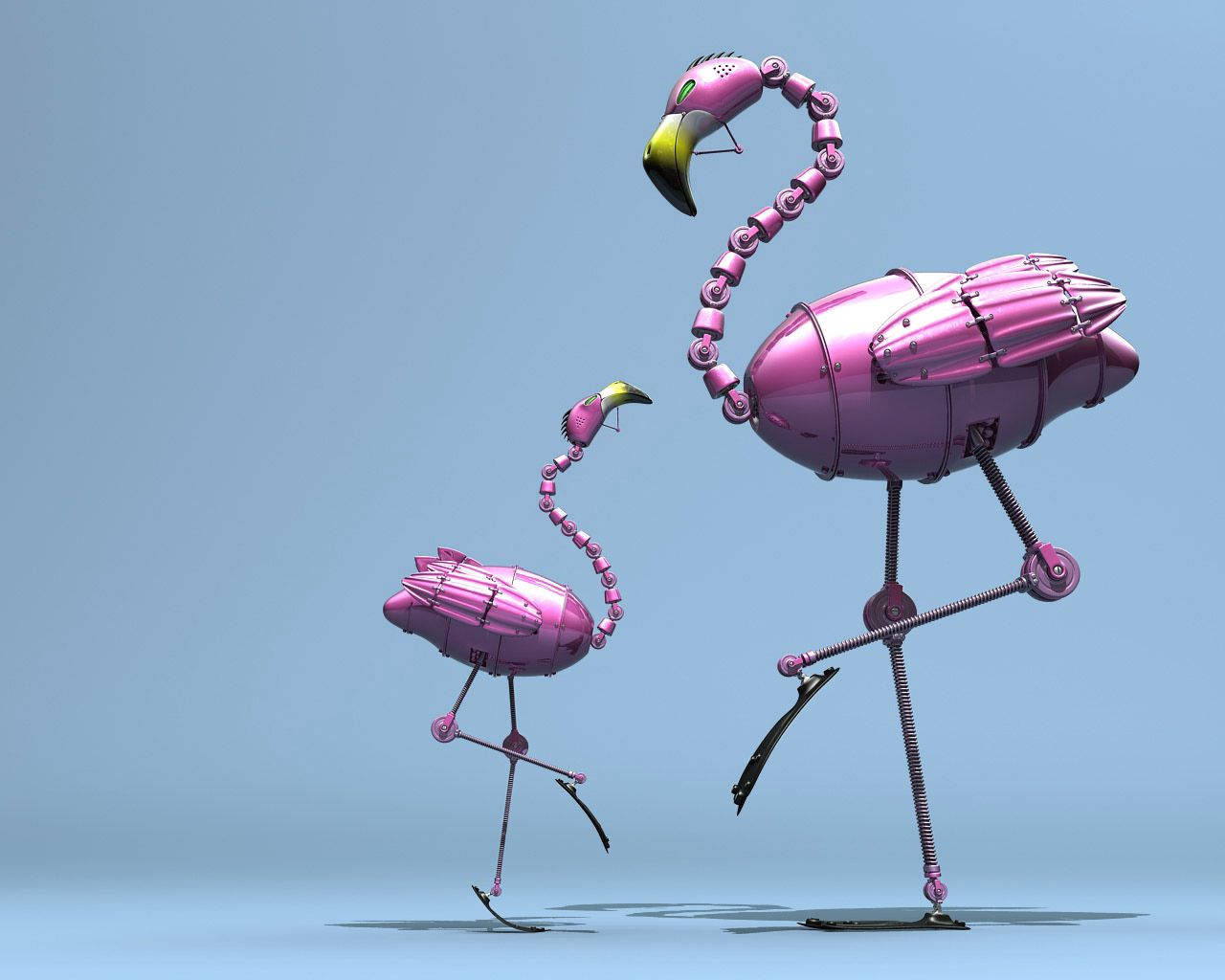 Pink Flamingo Robot Background