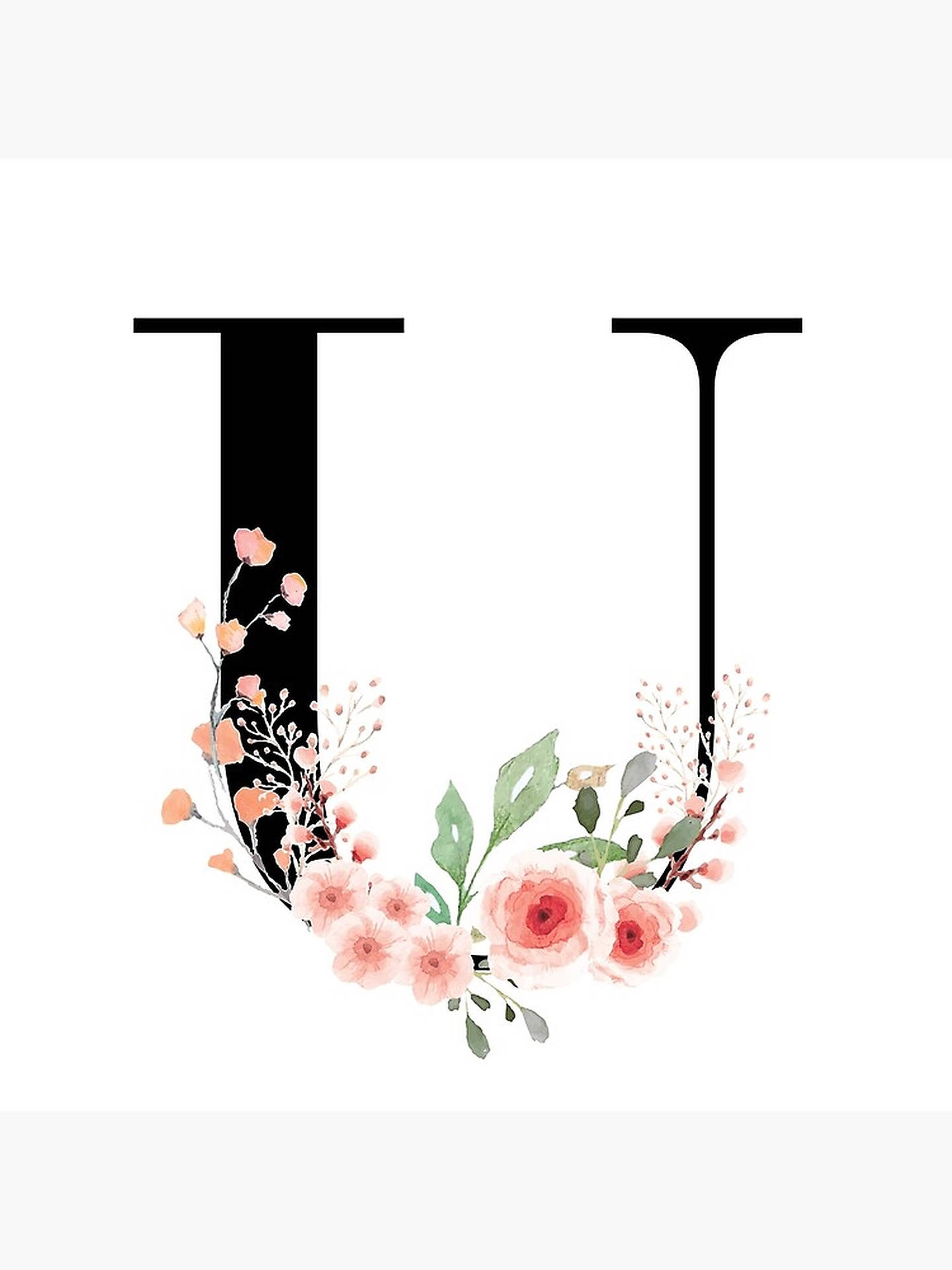 Pink Floral Letter U Background