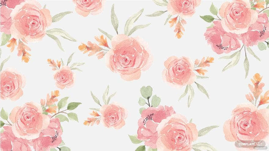 Pink Floral With Green Leaves Background