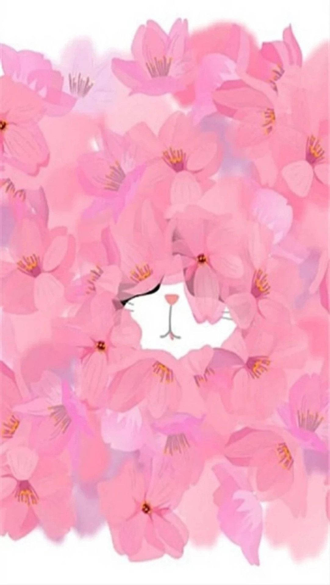 Pink Flower And Bunny Pretty Phone Background